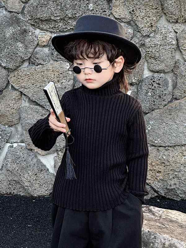 子供服 ニット/セーター 男の子 高 襟 厚手 秋冬 ストライプ トップス カットソー 通園 通学 普段着