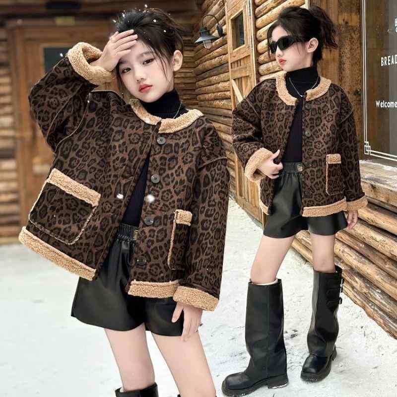 Accessories - キッズ アウター 男女兼用 子供服 ジャケット リバーシブル ヒョウ柄 ポリエステル