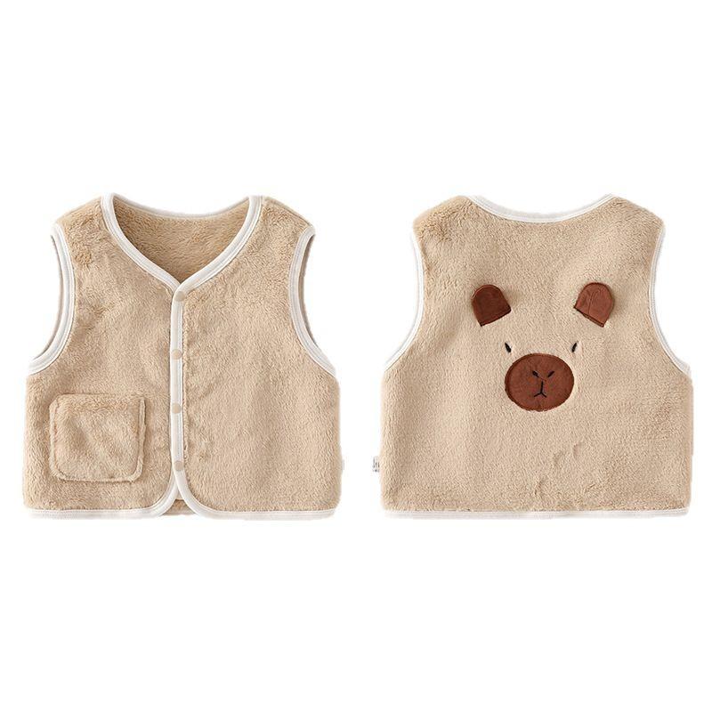 ベビー キッズ ベスト 秋冬 加厚 アウター 子供 女の子 男の子 裏起毛 防寒 チョッキ 幼児 かわいい アニマル柄 ポリエステル あったか