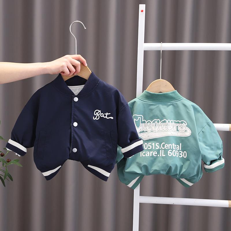 キッズ ジャケット 春秋 子供服 アウター 長袖 男の子 ボーイズ リバーシブル カジュアル 普段使い 通園 通学 撥水 100%ポリエステル 藏青色 緑