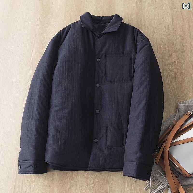 コート レディース 北欧 シンプル ふわふわ 中綿 襯衫風 ミドル丈 アウター 通勤 ゆったり 米色 紺色