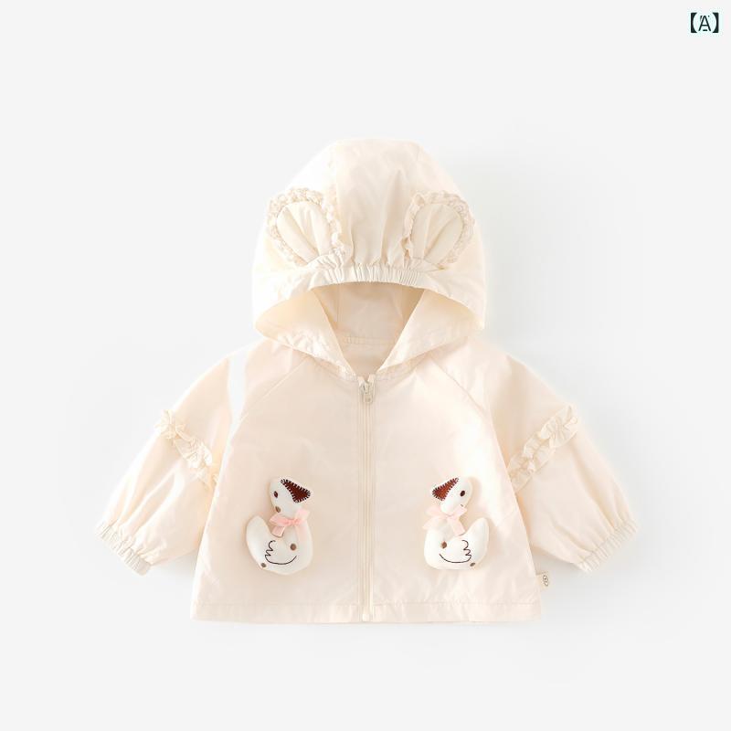 子供服 女の子 アウター 超かわいいフード付きジャケット 花柄 レース 耳付き トッ...