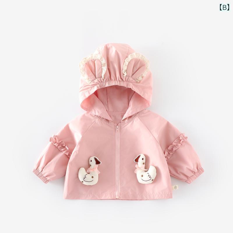 子供服 女の子 アウター 超かわいいフード付きジャケット 花柄 レース 耳付き トッ...