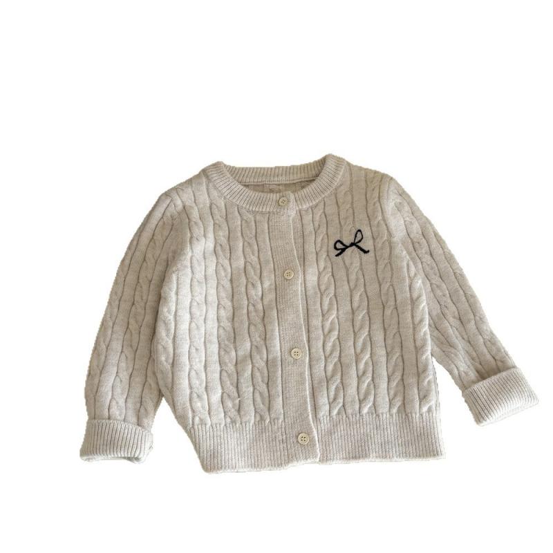 ニット カーディガン 子供服 女の子 秋物 ニットセーター アウター ベビー服 丸首 長袖 無地 かわいい 羽織りもの ピンク系 ベージュ系 グレー系 ブルー系 春秋