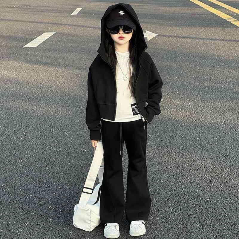 子供服 女の子 パーカー セットアップ 春秋 ジャージ 上下 3点セット 長袖 長ズボン ガールズ カジュアル 普段着 部屋着