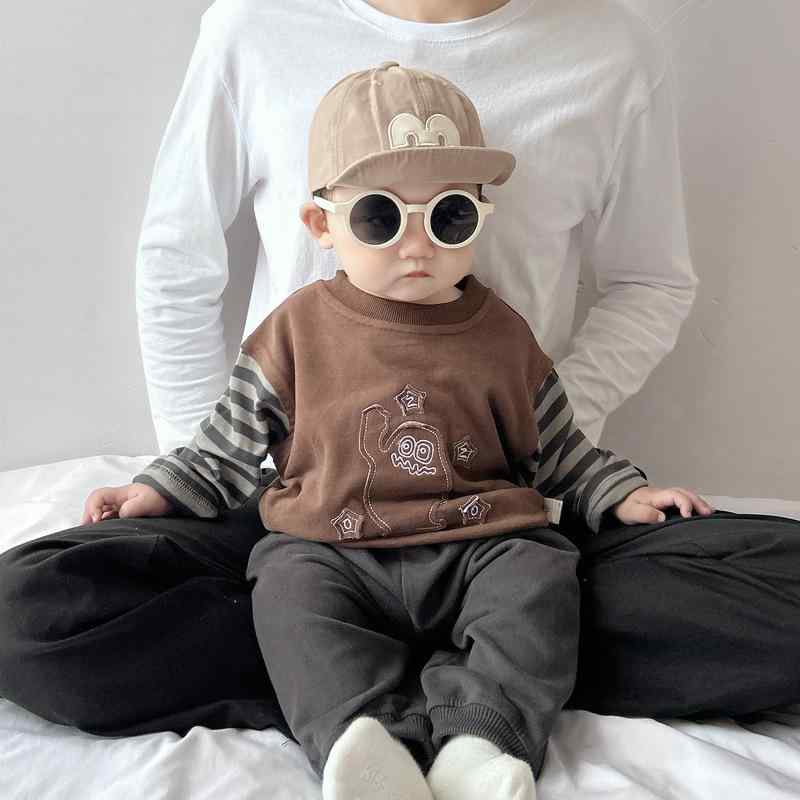 キッズ ボーイズ 上下セット 長袖Tシャツ & パンツ 2点セット 春秋 幼児 80 90 100 110 綿 カートゥーン