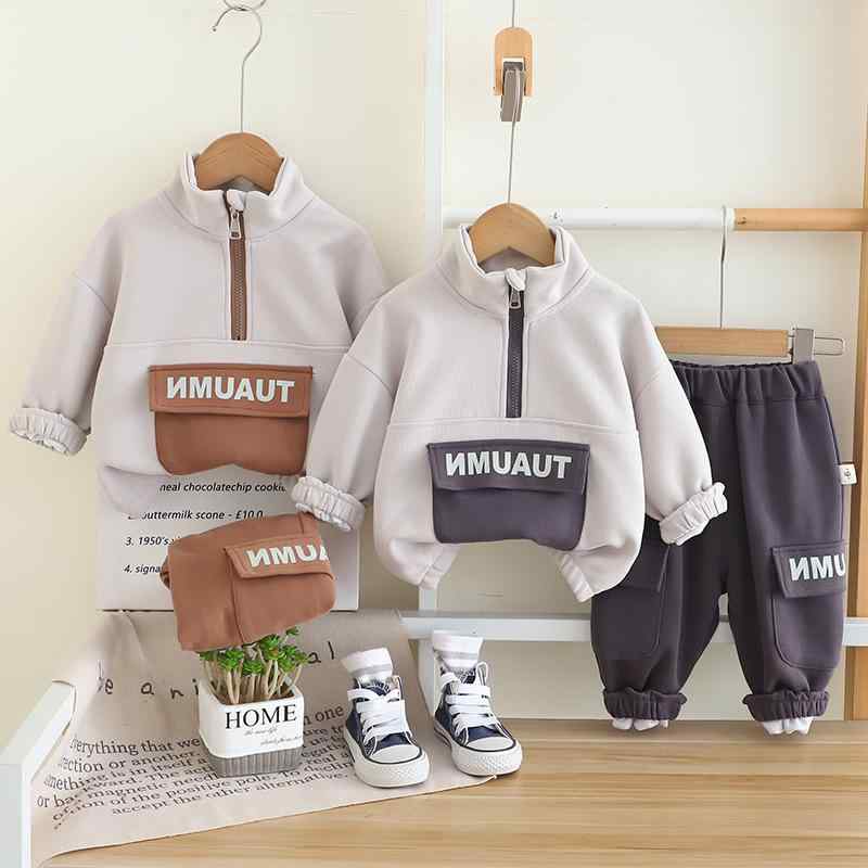 Other - キッズ ボーイズ 秋物 スポーツウェア セットアップ 子供服 レタープリント ハーフジップ スウェット 上下セット スポーティー カジュアル 普段使い