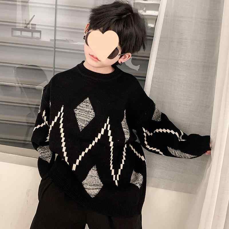 子供服 ニット セーター 男の子 厚手 通学 普段使い 90 100 110 120 130 140 150 160 170 ブラック