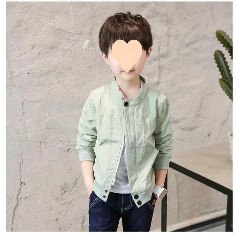 ジャケット 子供 男の子 春秋 薄手 中小学生 アウター 立襟 無地 ポリエステル 羽織り 普段使い 110 120 130 140 150 160 浅緑 橙 黒
