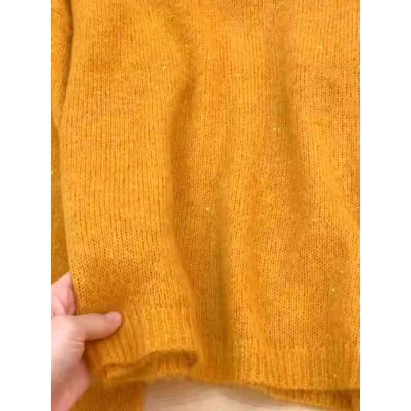 ニット レディース Vネック 星柄 スパンコール プルオーバー 黄色 イエロー系 ニットソー トップス 柔..