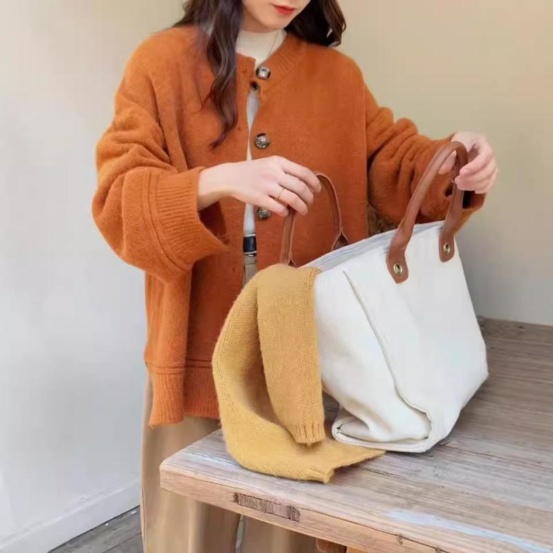 ニット カーディガン レディース 秋冬 日系 ケーブル編み ゆったり ラウンドネック 長袖 トップス 羽織り 無地 シンプル カジュアル かわいい 韓国風 カシミヤ混 ニットソー カットソー ピンク系 グレー ベージュ グリーン ブラック