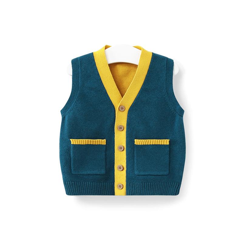 ベビー服 子供用 ニットベスト 春秋 ピュアカラー かわいい 開襟 乳幼児 男の子 女の子 コットン