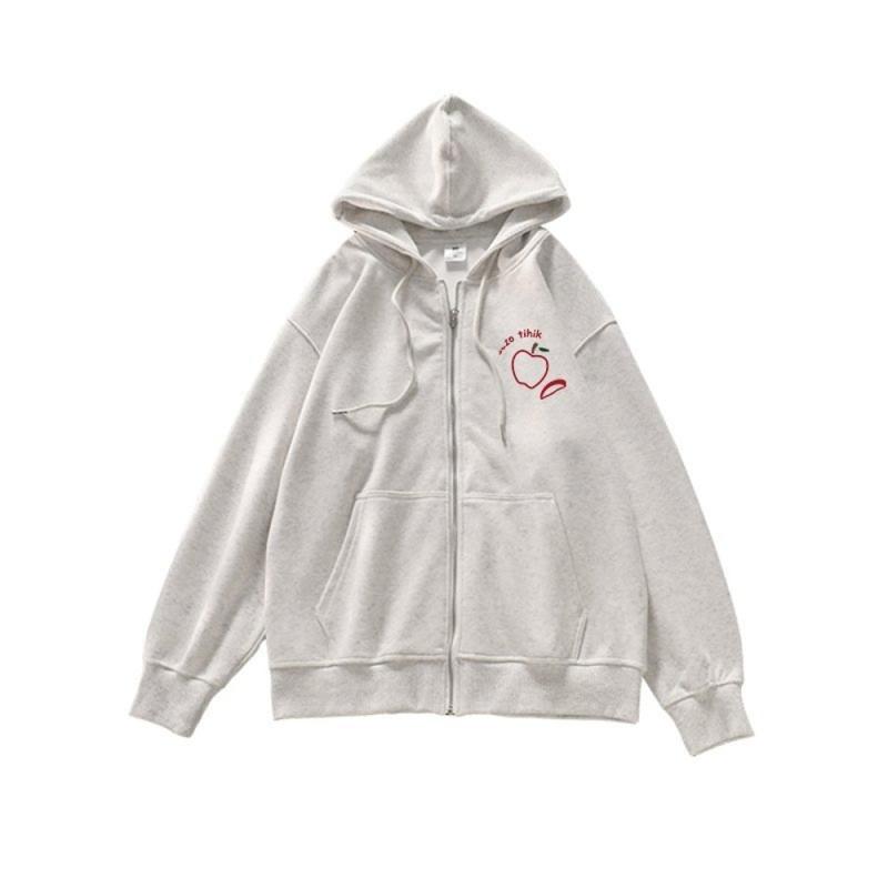 乐天商城 - パーカー レディース 秋冬 かわいい プリント フード付き トップス ゆったり 長袖 アウター ジャンパー カジュアル スポーティー 普段使い デイリー