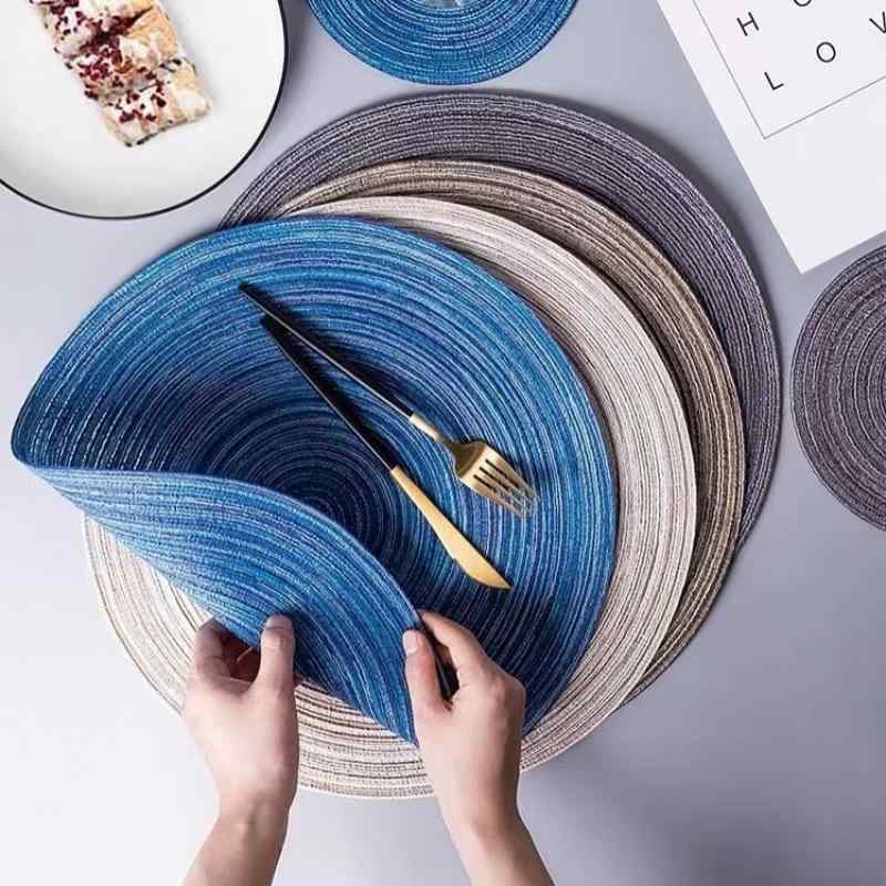 ランチョンマット テーブルマット コースター 北欧風 家庭用 断熱 撥水 おしゃれ グレー 模様 布製 カ..