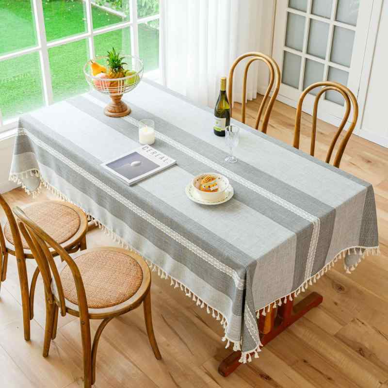 テーブルクロス 北欧風 綿麻 厚手 撥水 防汚 防塵 耐熱 長方形 グレー カーキ 100cm 140cm 180cm 200cm..