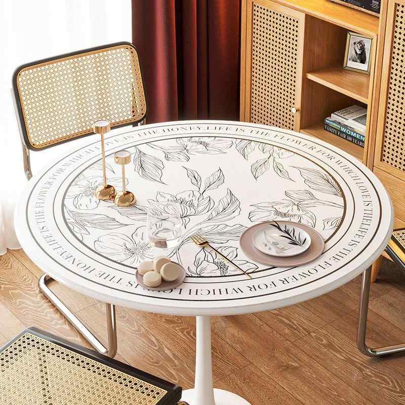 テーブルクロス 円形 北欧風 レザー 防水 防油 耐熱 シリコン テーブルマット おしゃれ デスクマット 食卓カバー 花柄 ストライプ 直径50cm 60cm 70cm 80cm 90cm 100cm 110cm 120cm 130cm