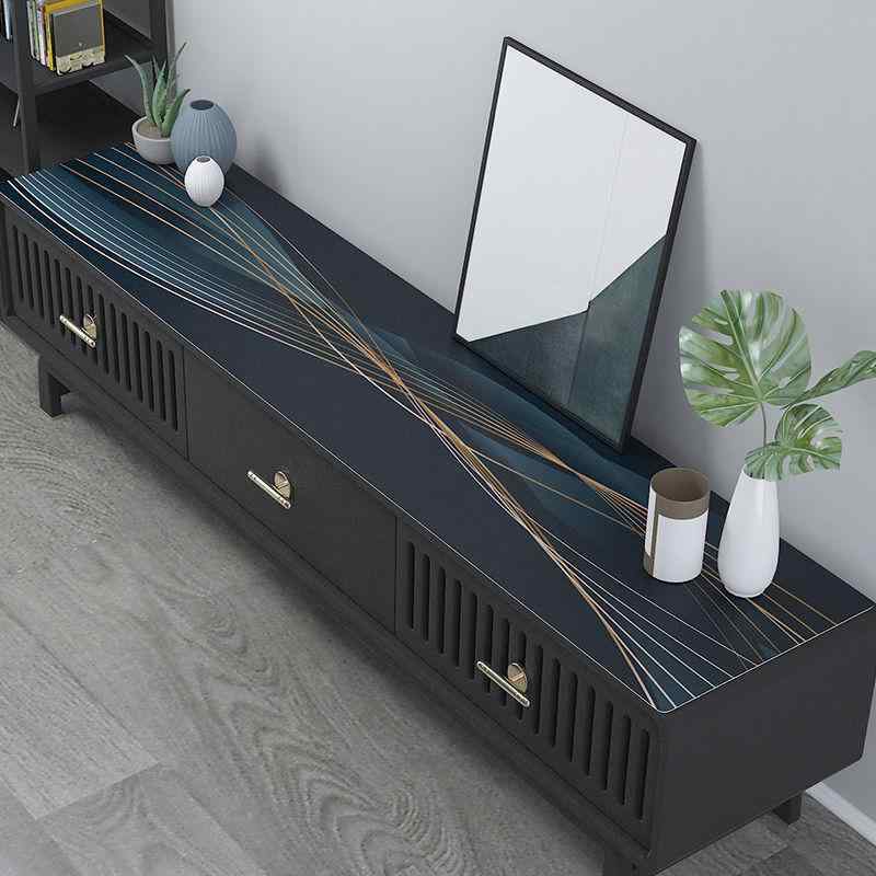 テーブルクロス PVC製 テレビボード用マット 長方形 防水 防汚 厚手 茶の間 幾何学模様 大理石風 北欧 ..