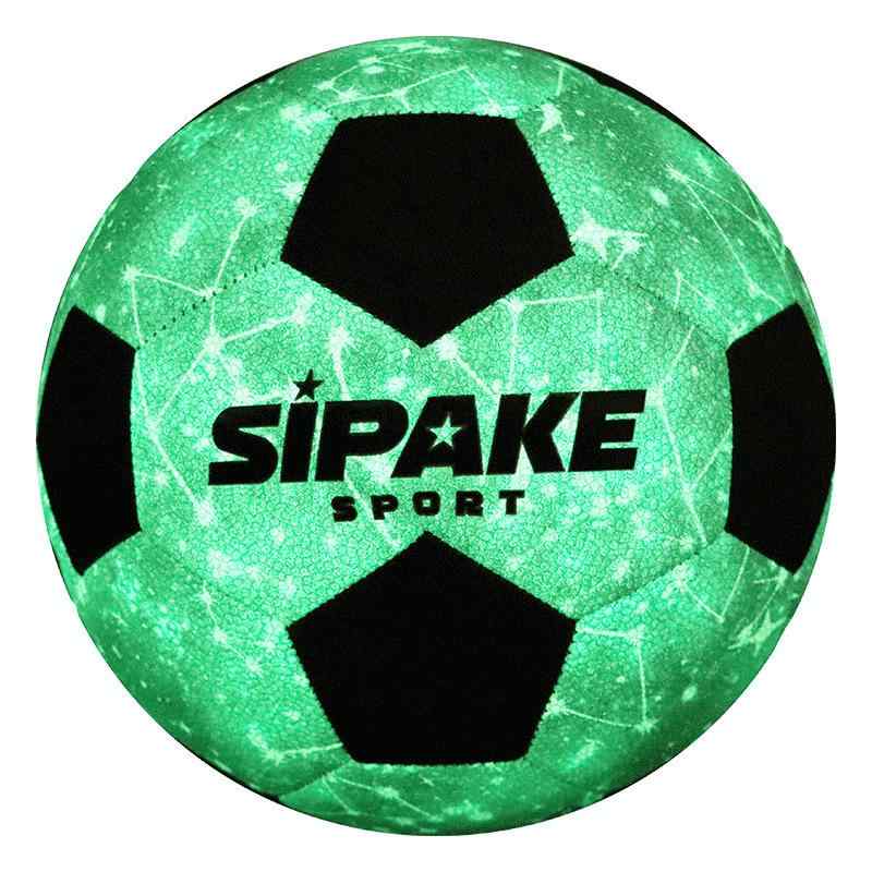 サッカーボール 4号 5号 夜光 反射 耐摩耗性 PU製 小学生 中学生 練習用 試合用 グリーン ブルー ピンク シルバー