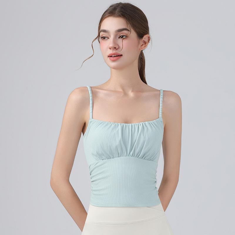 ヨガウェア レディース スポーツタンクトップ ブラパッド付き ストレッチ 伸縮性 通気性 へそ出し丈 ヨガ ダンス ランニング フィットネス トレーニング ピラティス 仙草緑 柔和黄 白 黒