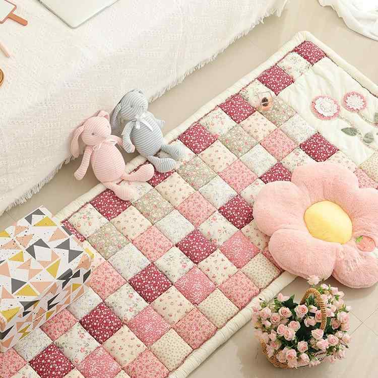 ラグ マット 純綿 パッチワーク 厚手 滑り止め カーペット リビング 家庭用 ベッドルーム 畳 プレイス..