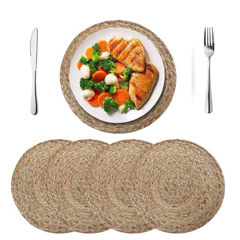 ランチョンマット 北欧風 藤編み コースター グラスマット プレースマット 断熱マット 鍋敷き 麻縄 コットン 無地