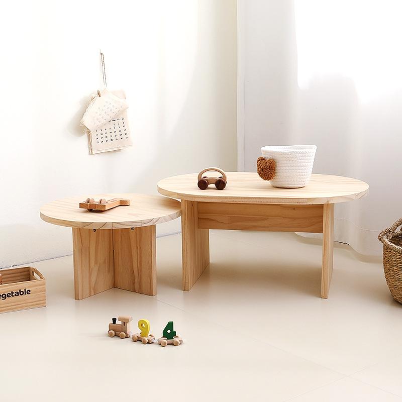 テーブル キッズ 子供用 学習机 プレイテーブル ローテーブル 木製 ミニ かわいい 楕円形 円形 シンプル