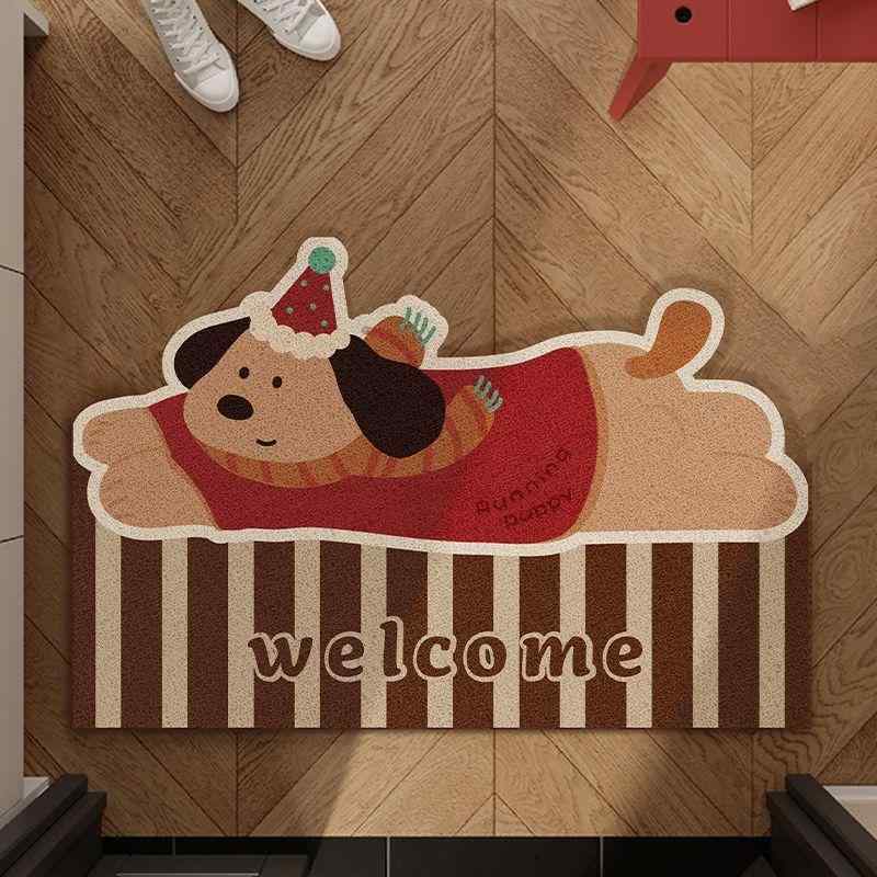 玄関マット ドアマット PVCマット 洗える カット可能 家庭用 玄関 カーペット 滑り止め かわいい 犬柄 星柄