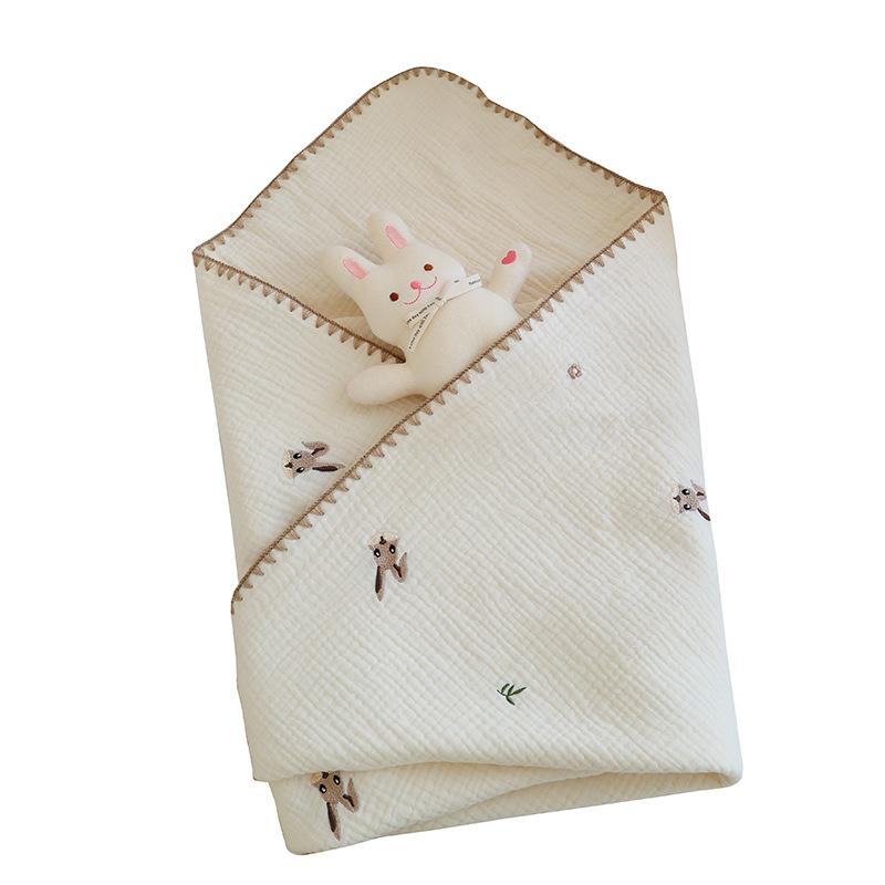 ベビー 毛布 純綿 コットン ブランケット おくるみ 新生児 赤ちゃん 子供 春夏秋冬 100×100cm 120×150cm かわいい 柔らかい クリーム色 葉っぱ クマ ウサギ