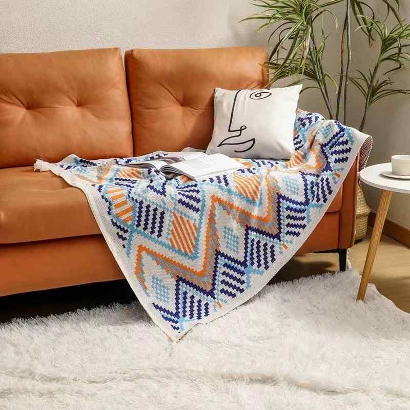 毛布 ブランケット 北欧風 ニット オールシーズン 膝掛け オシャレ 寝具 オフィス ソファ(3.0)