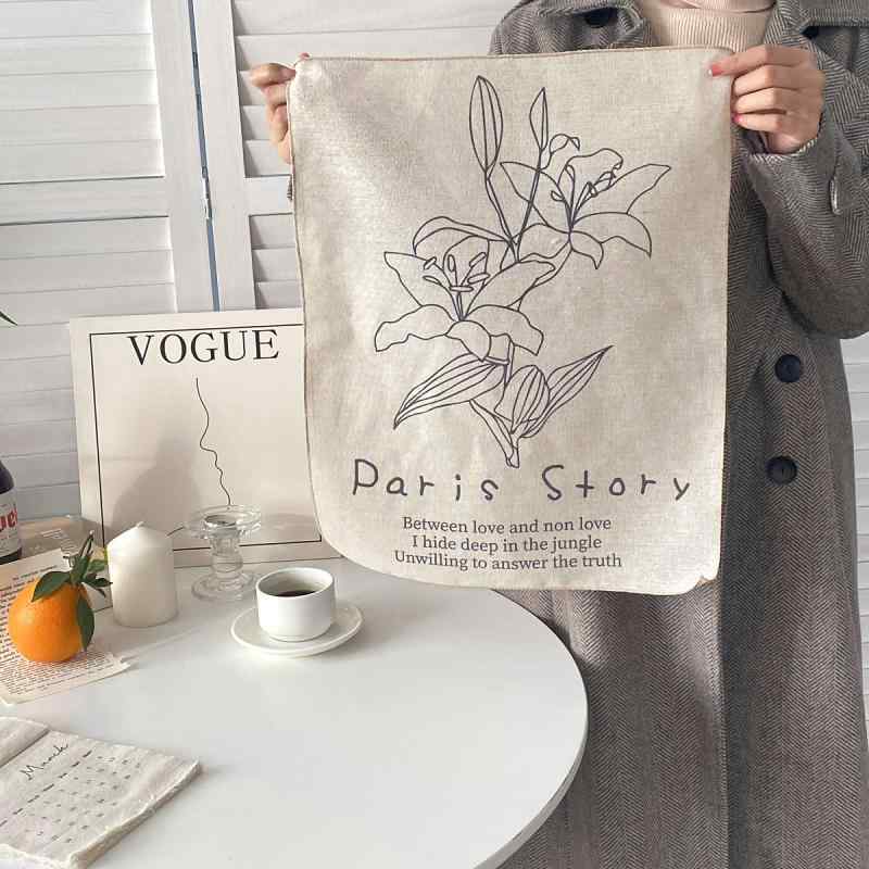 タペストリー 壁掛け リビング ベッドルーム 百合 花柄 リネン レトロ 撮影用 背景