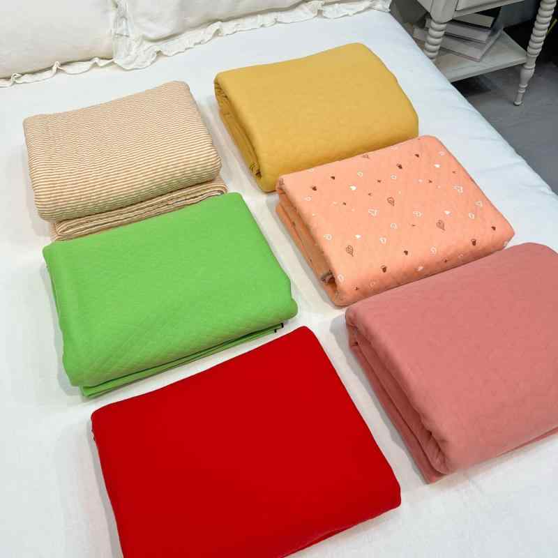 ブランケット 薄手 綿毛布 ひざ掛け ストライプ 菱形 キルト 赤 イエロー グリーン 180×230cm