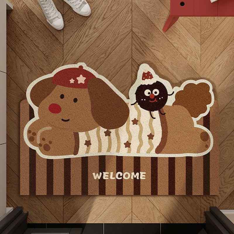 玄関マット 玄関用 ドッグ柄 PVC 泥落とし 滑り止め カット可能 耐汚 カーペット 室内 屋外 60×90cm 60×120cm 80×120cm 40×60cm 50×80cm 60×140cm 90×120cm 100×120cm 100×140