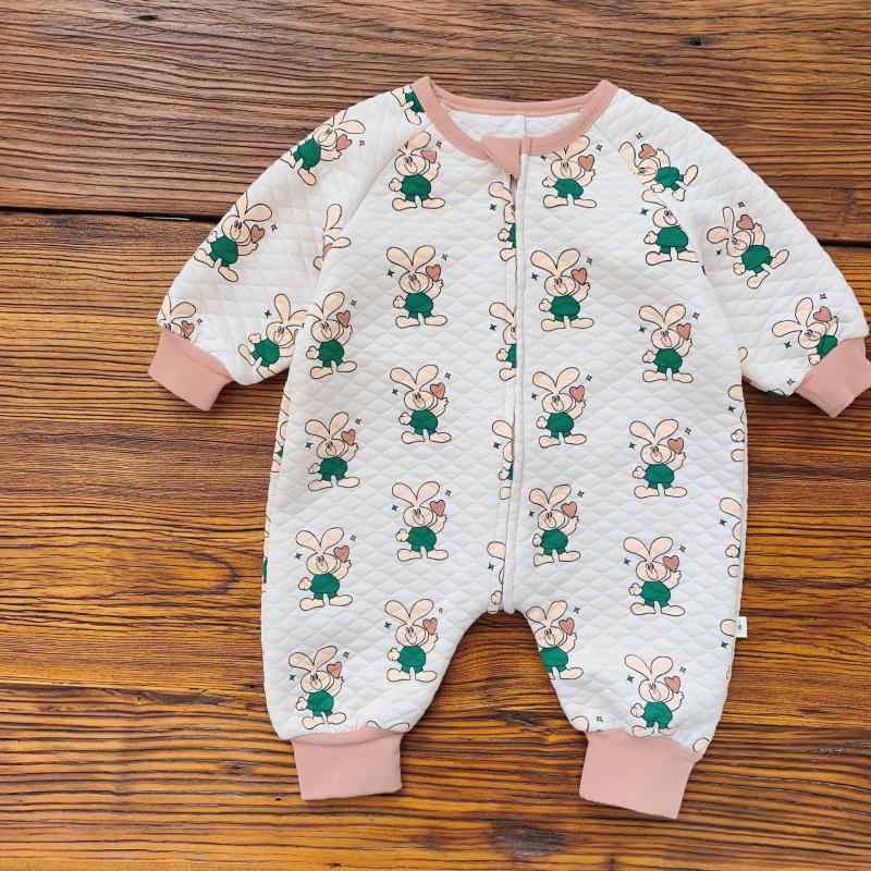 ベビー服 冬用長袖スリーパー 韓国子供服 赤ちゃん ロンパース 男の子 カバーオール 冬 幼児 纯綿 あったか 寝冷え防止