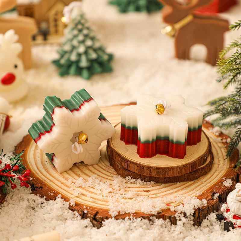 アロマキャンドル クリスマス スノーフレーク 雪の結晶 花形 大豆ワックス 手作り 雰囲気 プレゼント ..