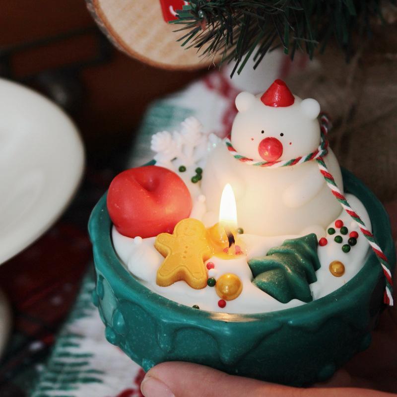 アロマキャンドル クリスマス ギフト 贈り物 大豆ワックス カップ形 手作り 雪だるま かわいい