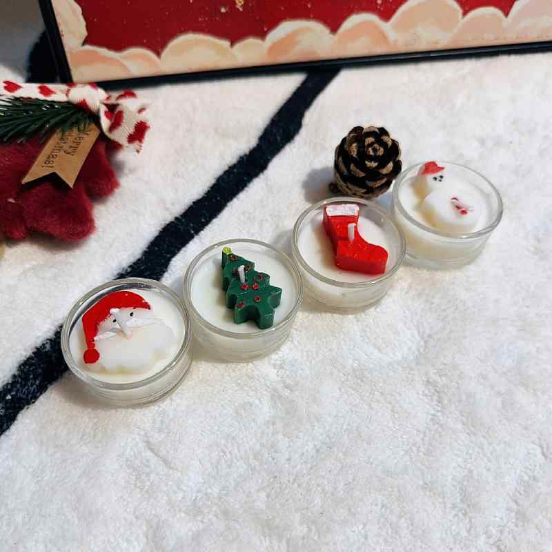 アロマキャンドル クリスマス 雪だるま ろうそく 大豆ワックス 手作り ギフト 4個セット
