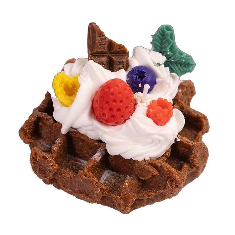 アロマキャンドル かわいい手作りワッフル デザート 部屋飾り クリスマス ギフト チョコレート味 白桃..