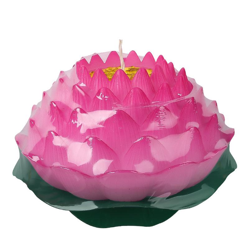 ロータス 蓮 キャンドル ろうそく 蝋燭 宗教 仏具 手作り ハンドメイド 赤 七色 五福 7日 24時間