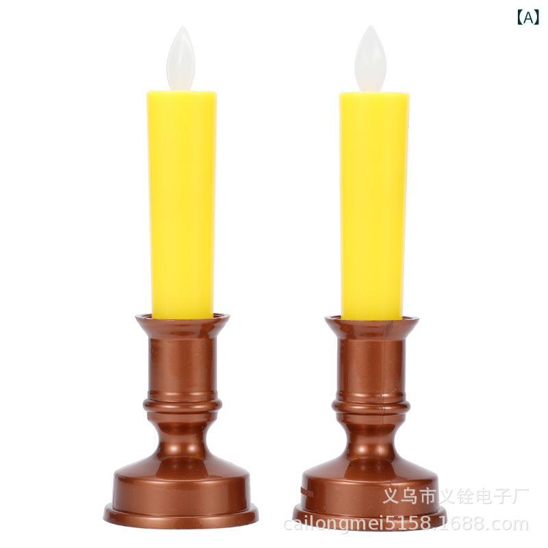 LEDキャンドル ろうそく 電子ろうそく 揺らぎ 蝋製 仏具 仏壇用 円柱 癒やし 18cm 黄色 赤 白 ペア ホ..
