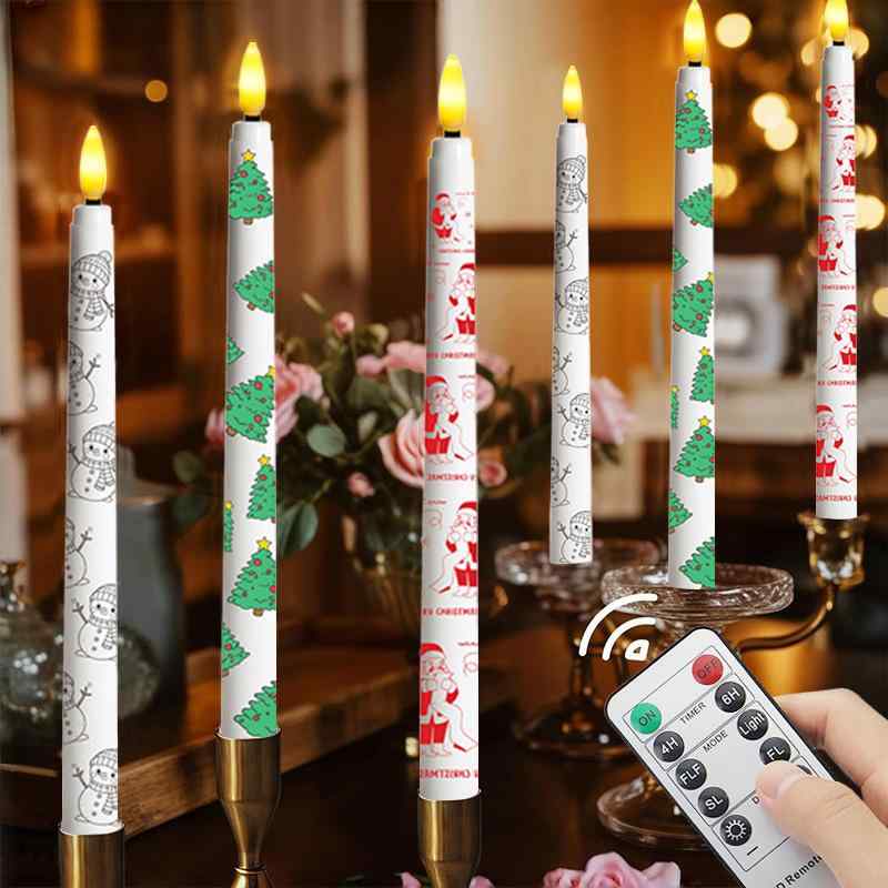 電子キャンドル クリスマス ハロウィン 飾り ライト UV印刷 パターン ロゴ入り 魔法の杖 リモコン 円柱形 プラスチック製