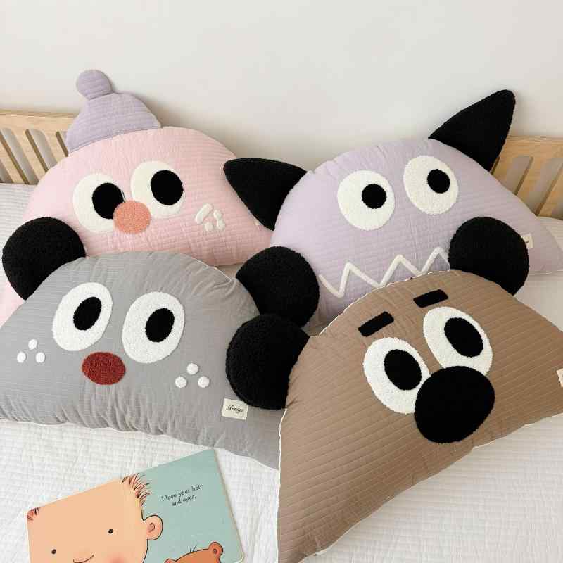 クッション ベビー キッズ 大目 かわいい 綿100% 取り外し可能 洗える 乳幼児 子供用 寝室 リビング インテリア ピンク系 グレー系 ブラウン系 パープル系