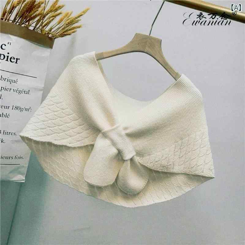 ショール 春夏 ニット 韓国風 付け襟 ストール 冷房対策 日焼け止め ファッション おしゃれ かわいい 装飾 ベージュ系