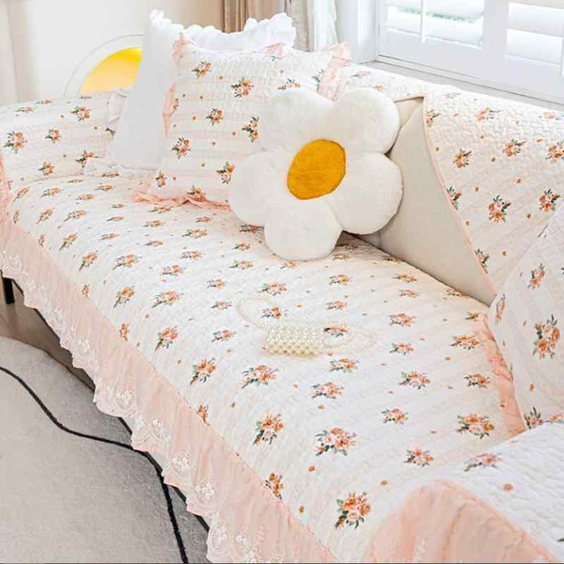 ソファパッド 布製 花柄 純綿 防滑 チェアパッド クッション 抱き枕 腰枕 ソファカバー