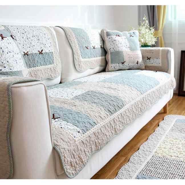 ソファパッド 布製 アメリカン カントリー リビング ずれ防止 椅子パッド オールシーズン ソファシート