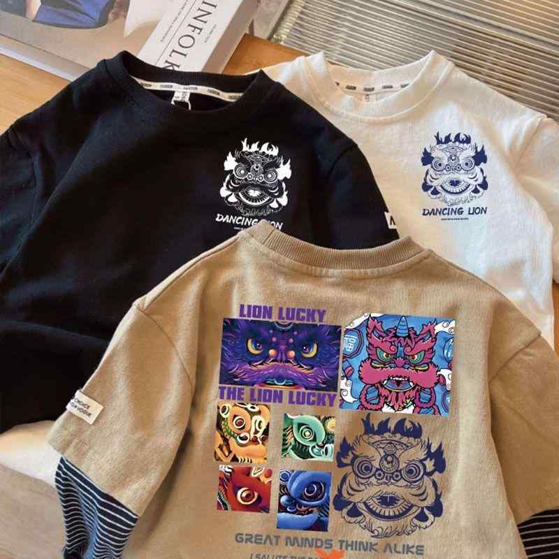 T-Shirts （Short Sleeve） - Tシャツ キッズ 長袖 春秋 綿100％ 子供服 男の子 カジュアル 切り替え 普段使い 通園 保育園 幼稚園 80cm 90cm 100cm 110cm 120cm 130cm 140cm
