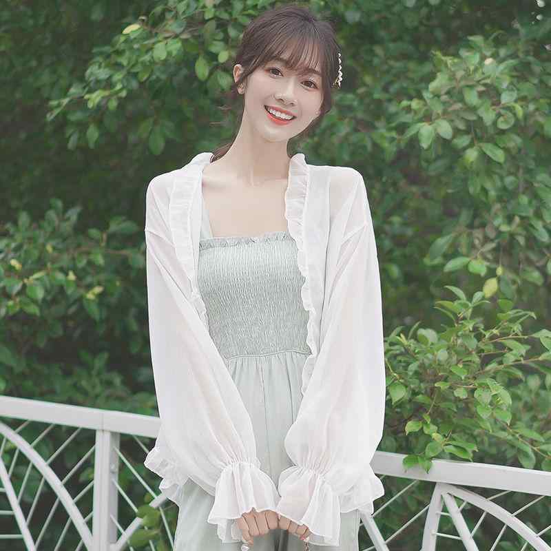 ・版型: 宽松・カラー: 白色, 杏色・サイズ: XS, S, M, L, XL, 2XL・主な素材: 涤纶（聚酯纤维）・スタイル: 欧美风・柄: その他・流行元素: その他・スタイルタイプ: 街头潮人・主な素材の含有量: 90%-95%・袖型: 花瓣袖・袖丈: 長袖・主な素材2: 涤纶（聚酯纤维）