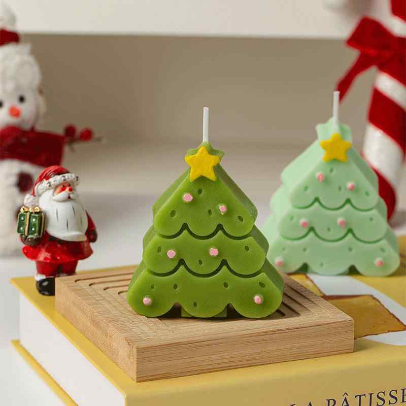 クリスマス 雑貨 クリスマスツリー アロマキャンドル 香り付き おしゃれ 雰囲気 飾り付け オブジェ ギフト プレゼント ホワイト ピンク オリーブグリーン イエロー グリーン ライトピンク パープル