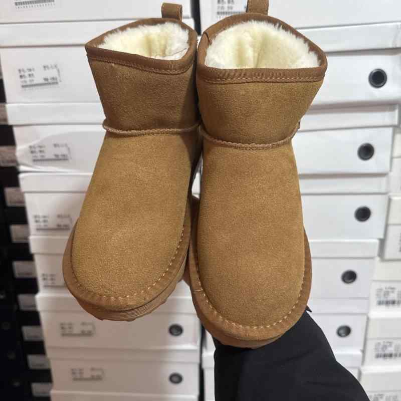 スノーブーツ レディース 女性用 本革 ムートンブーツ ショートブーツ ラウンドトゥ フラットヒール 歩..