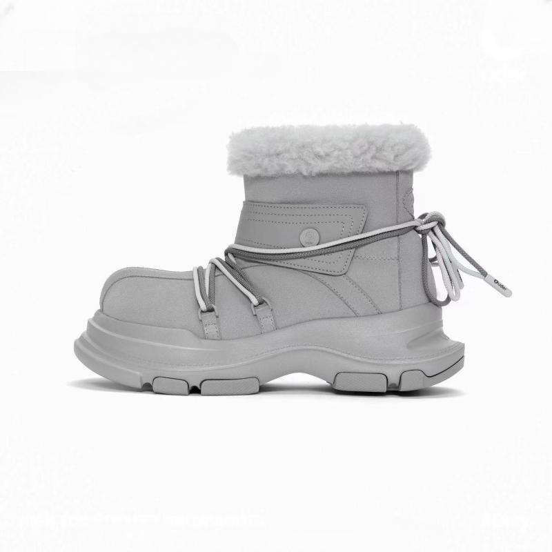 ブーツ レディース スノーブーツ 厚底 防水 防滑 牛革 羊毛 中筒 カーキ色 灰青色 カジュアル 普段使い..