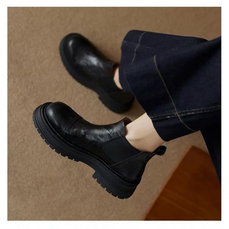 ブーツ ユニセックス 男女兼用 ショートブーツ 厚底 チェルシーブーツ エンジニアブーツ ラウンドトゥ ..